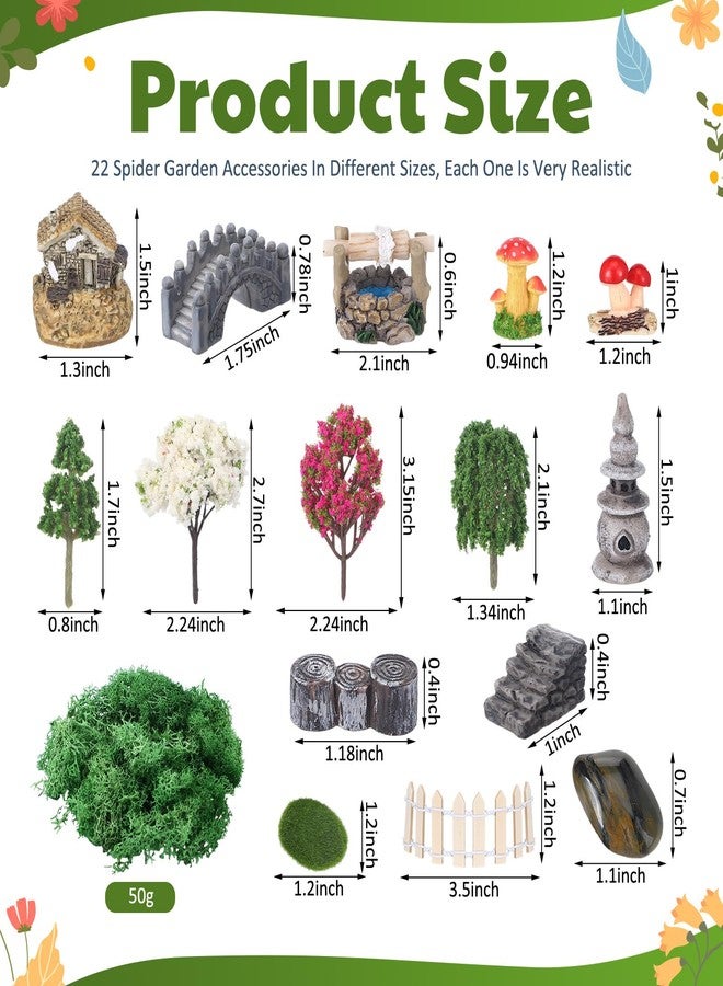 RoundFunny 23 Pcs Jumping Spider Enclosure and Habitat Miniatures Figurines Set Clear Acrylic Enclosure Mini Jumping Spider Accessories for Habitat Decorations Garden Figurines(Moss) - Image 2
